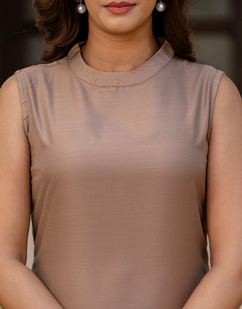 Cotton Blend Plain Round Neck Co-ord Set