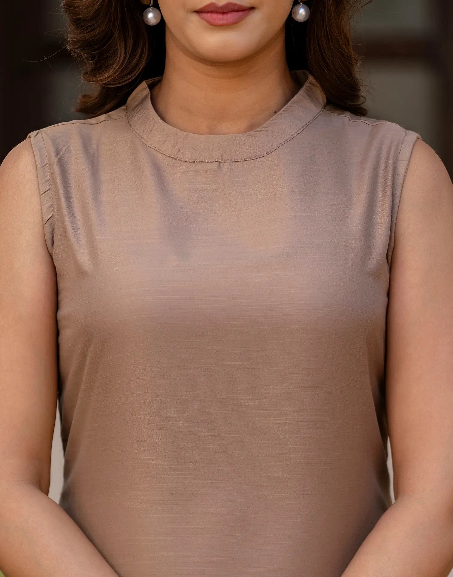 Cotton Blend Plain Round Neck Co-ord Set