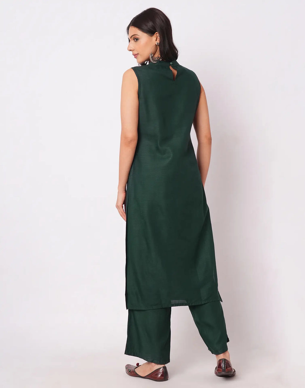 Cotton Blend Plain Round Neck Co-ord Set