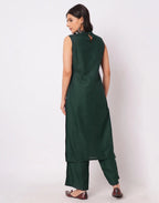 Cotton Blend Plain Round Neck Co-ord Set