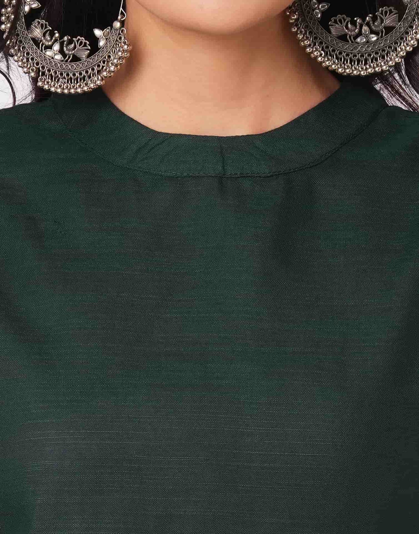 Cotton Blend Plain Round Neck Co-ord Set