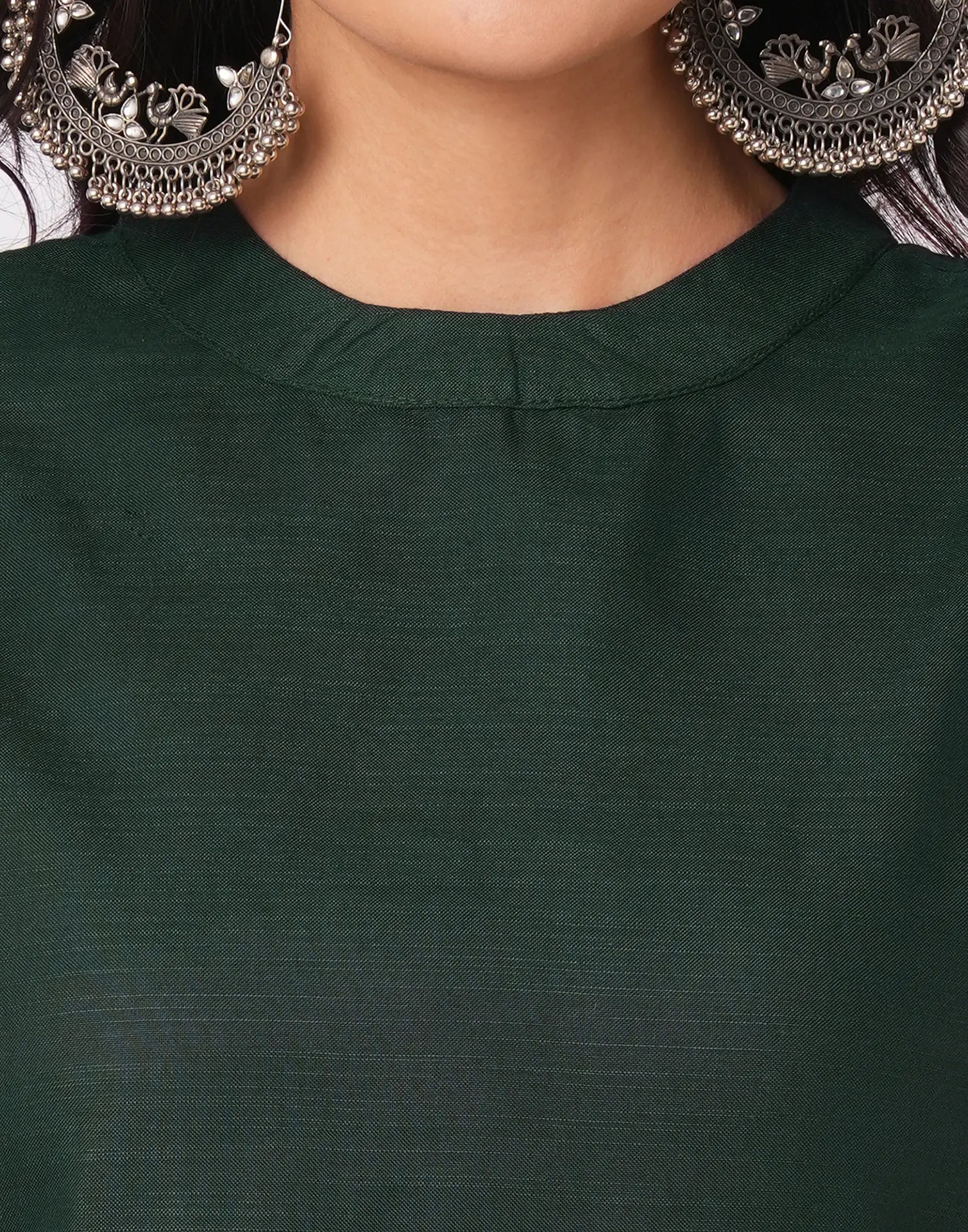 Cotton Blend Plain Round Neck Co-ord Set