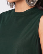 Cotton Blend Plain Round Neck Co-ord Set