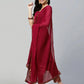 Maroon Velvet Straight Kurta Set with Pants & Dupatta under 1000