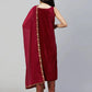 Maroon Velvet Straight Kurta Set with Pants & Dupatta under 1000