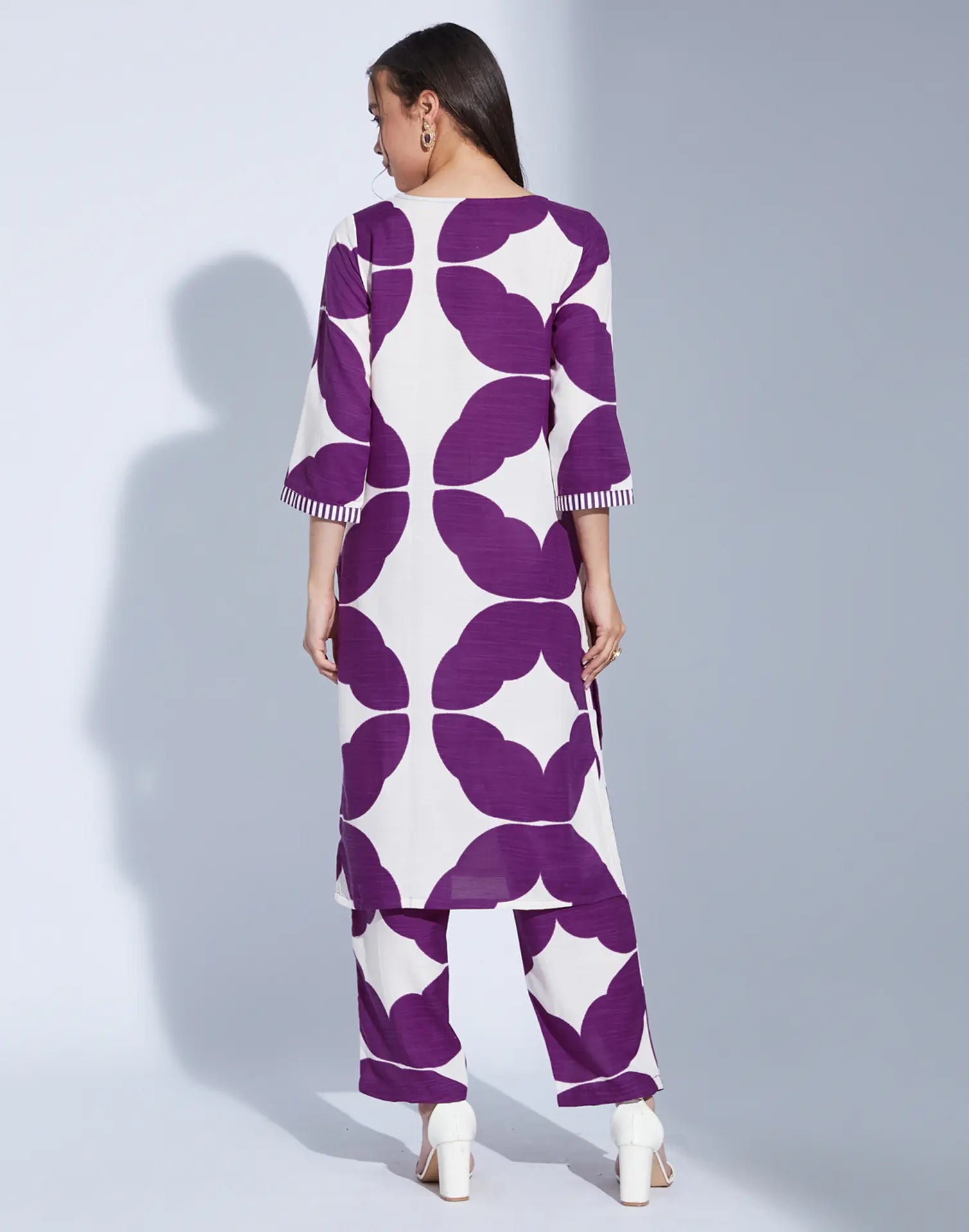 Cotton Blend Printed Round Neck Co-ord Set