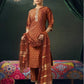 Rust silk straight kurta set women