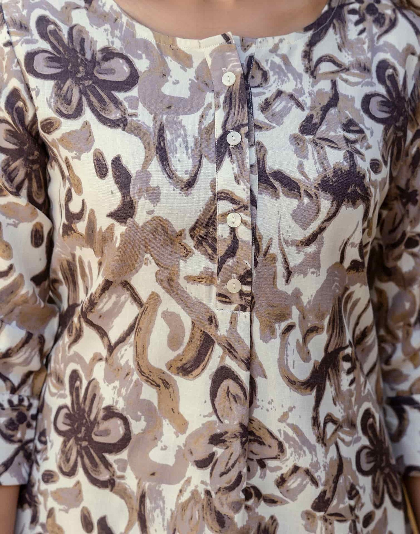 Cotton Blend Printed Boat Neck Co-ord Set