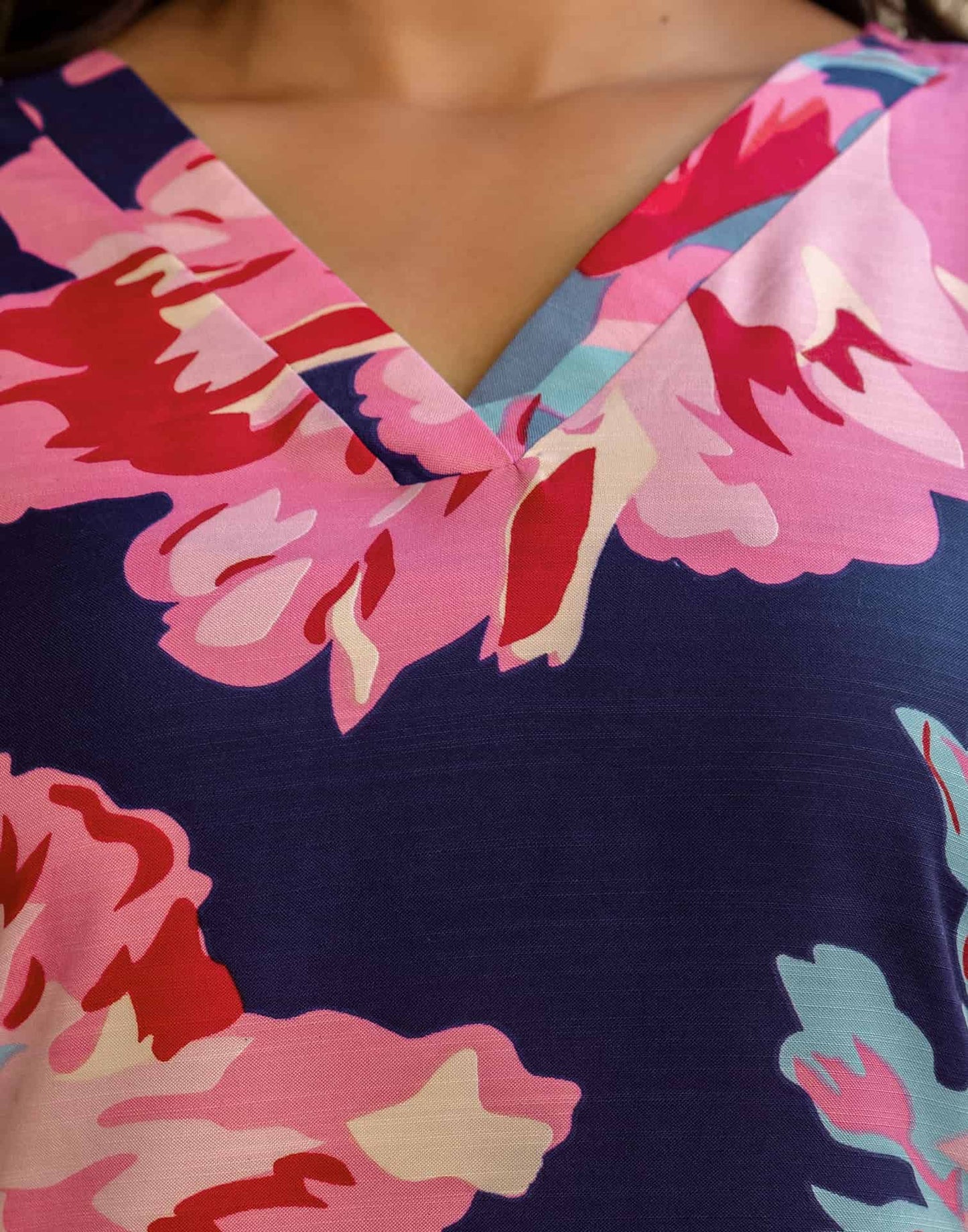 Cotton Blend Printed V-Neck Co-ord Set