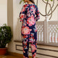 Cotton Blend Printed V-Neck Co-ord Set