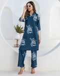 Cotton Blend Printed V-Neck Co-ord Set