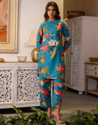 Cotton Blend Printed Round Neck Co-ord Set