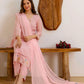 Pink Georgette Embroidered Kurta Set with Pant & Dupatta
