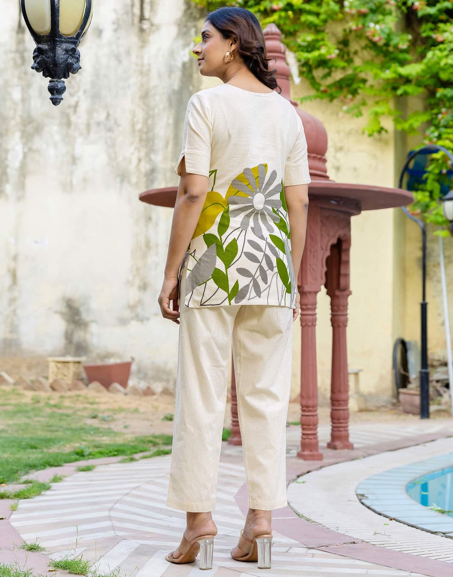 Cotton Printed V-Neck Co-ord Set