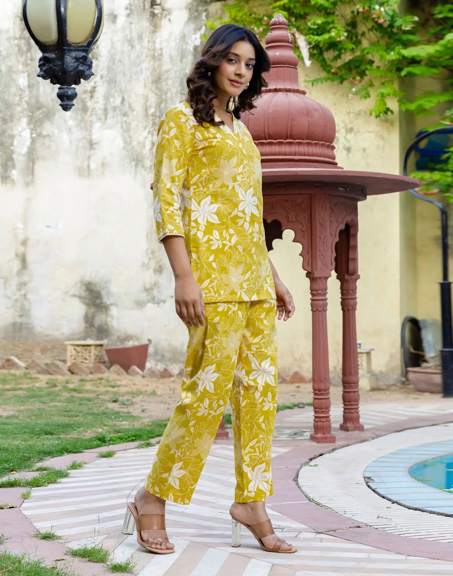 Cotton Printed V-Neck Co-ord Set