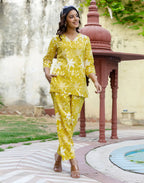 Cotton Printed V-Neck Co-ord Set