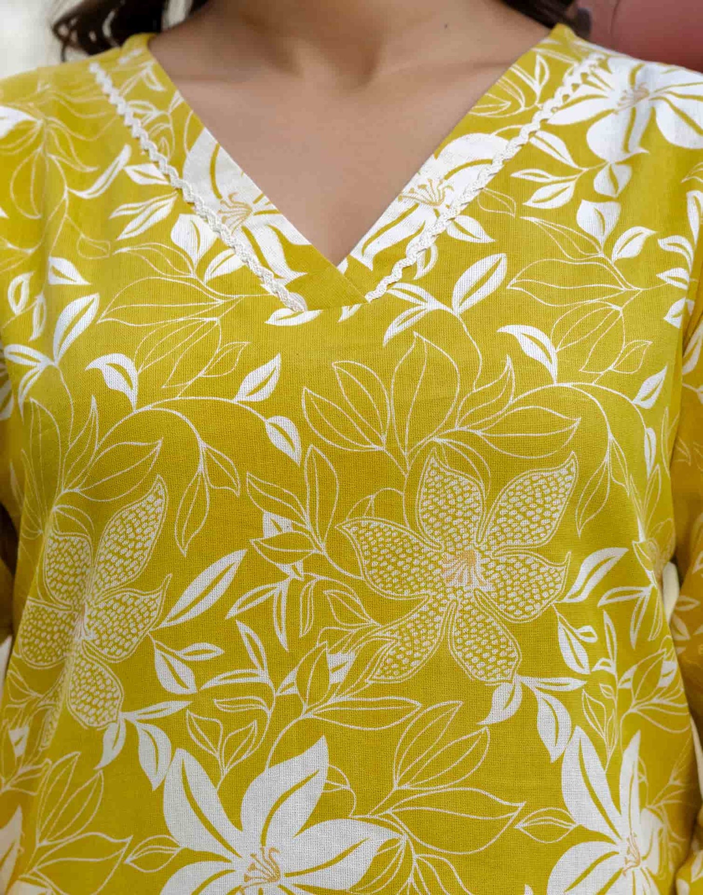 Cotton Printed V-Neck Co-ord Set