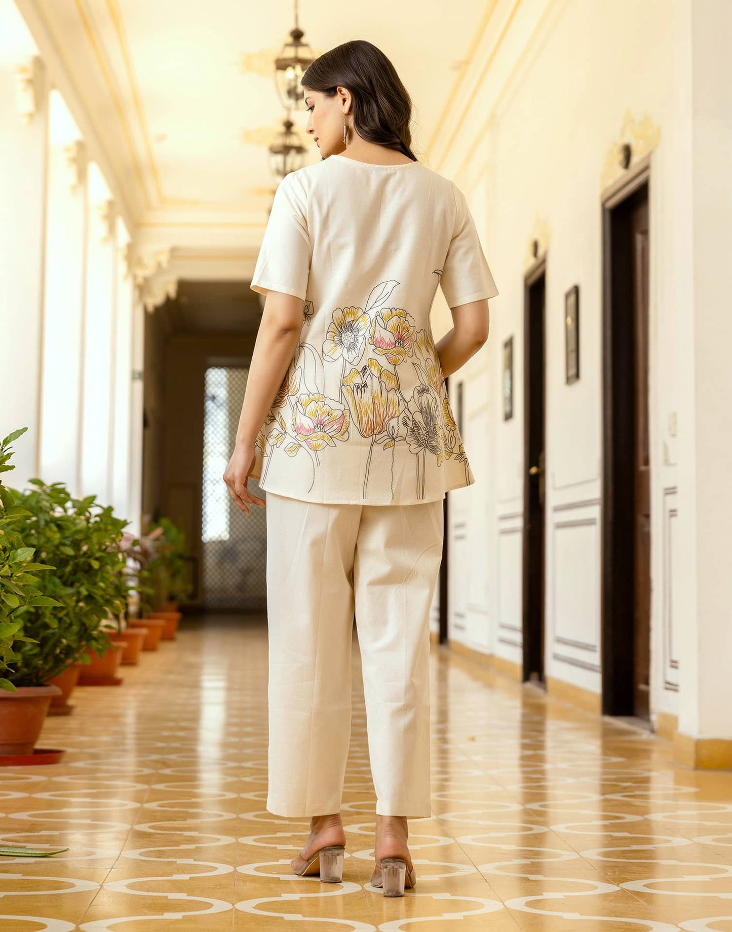 Cotton Printed V-Neck Co-ord Set