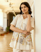 Cotton Printed V-Neck Co-ord Set