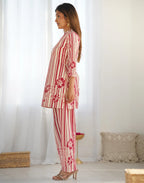 Skylee Cotton Printed Mandarin Collar Co-ord Set For Woman