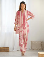 Skylee Cotton Printed Mandarin Collar Co-ord Set For Woman