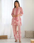 Skylee Cotton Printed Mandarin Collar Co-ord Set For Woman