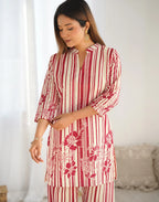 Skylee Cotton Printed Mandarin Collar Co-ord Set For Woman