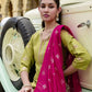 Silk Embroidery and Sequins Work Straight Kurta with Pant & Dupatta