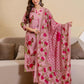Cotton Floral Printed Straight Kurta with Pant and Dupatta for Women