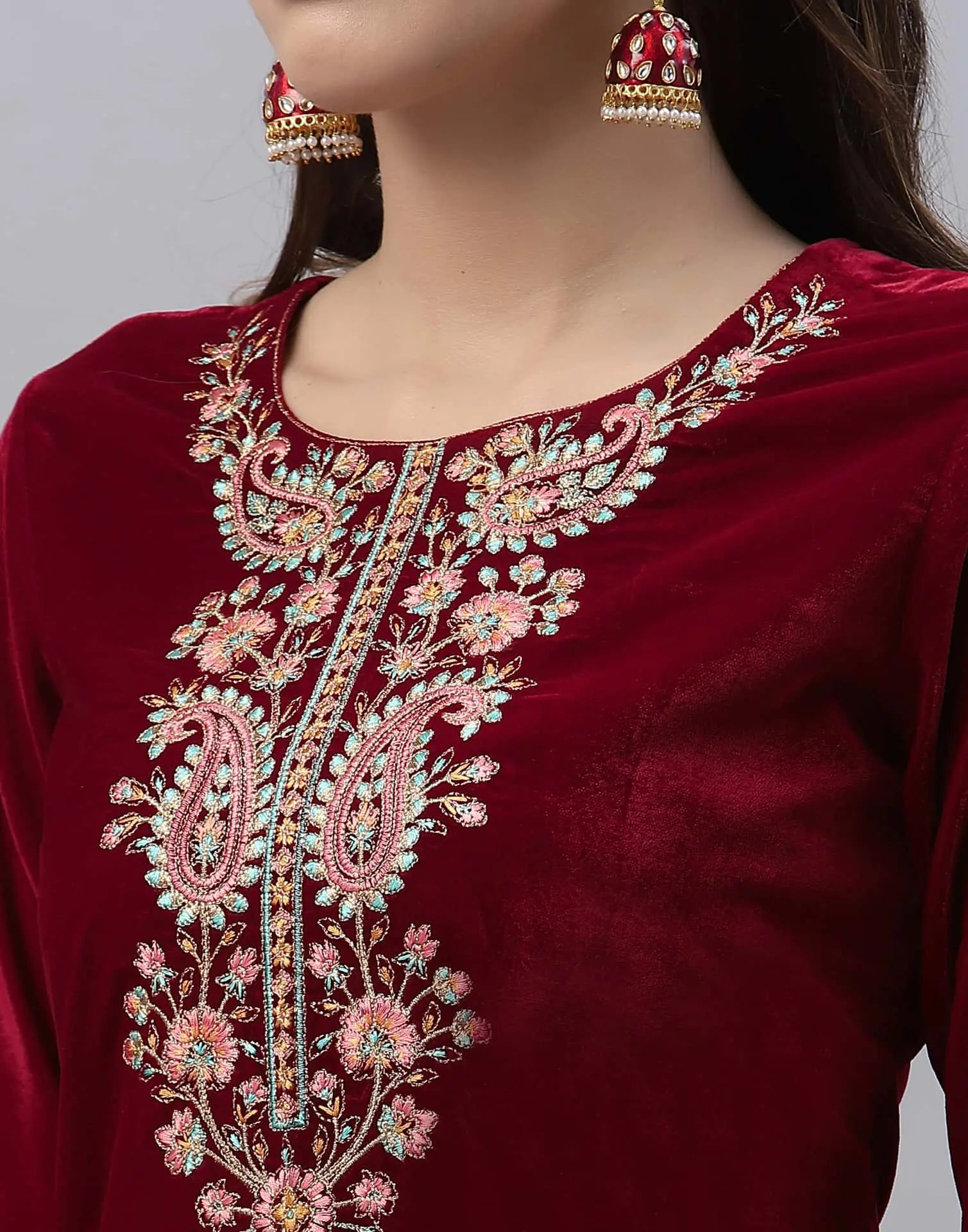velvet kurta set for women
