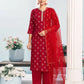 Silk Blend Dyed, Foil Print and Lace Straight Kurta with Pant & Dupatta
