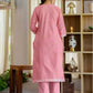 Cotton Weaving Straight Kurta with Pant & Dupatta