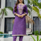 Purple Silk Embroidered Straight Kurta Set with Pant & Dupatta under 1299
