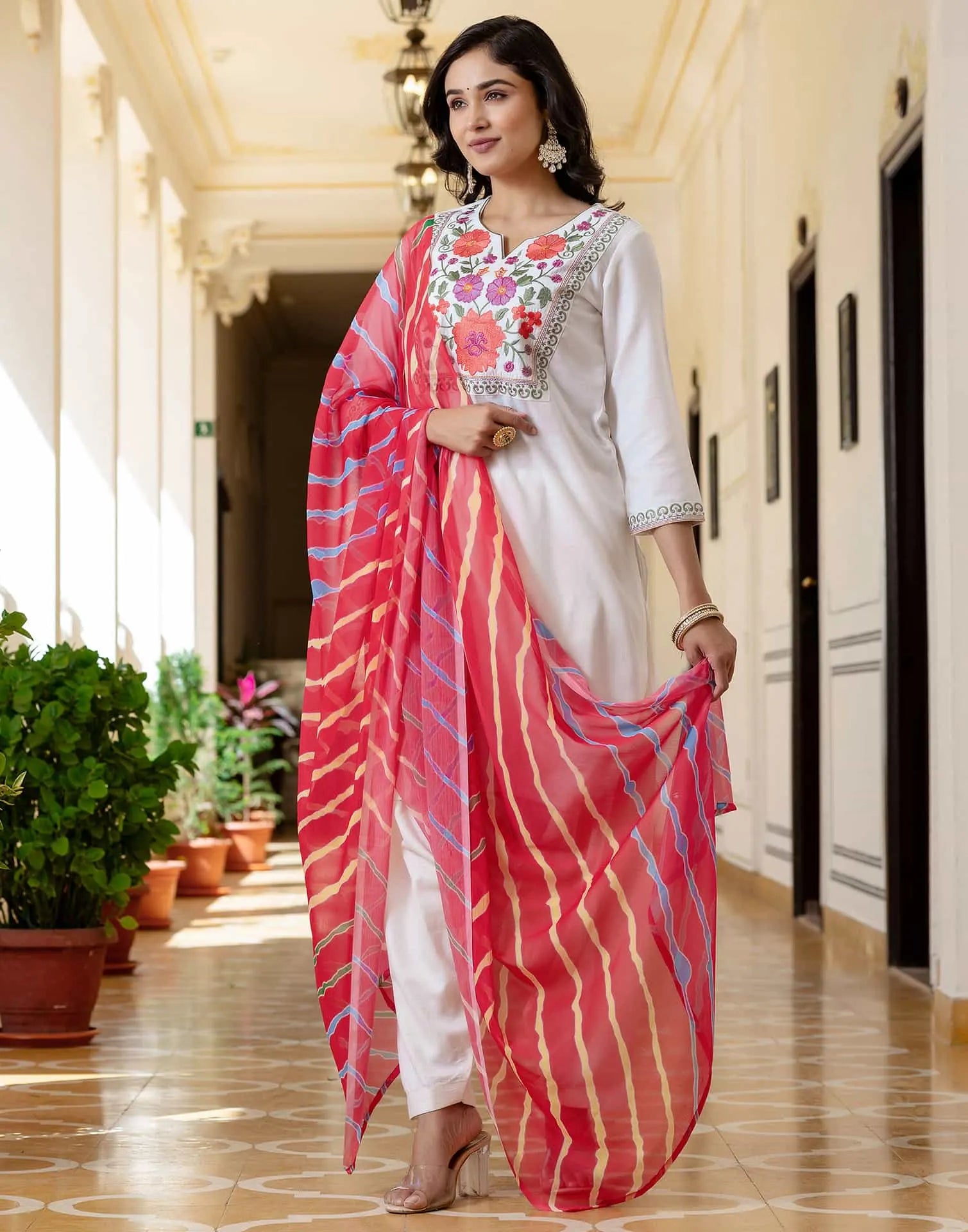 White Cotton Kurta Set for Women, Cotton Kurti Set for Women