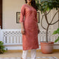 Cotton Embroidered Straight Kurti