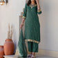 Silk Blend Embroidery, Sequin Work and Embroidery Lace Straight Kurta with Pant & Dupatta