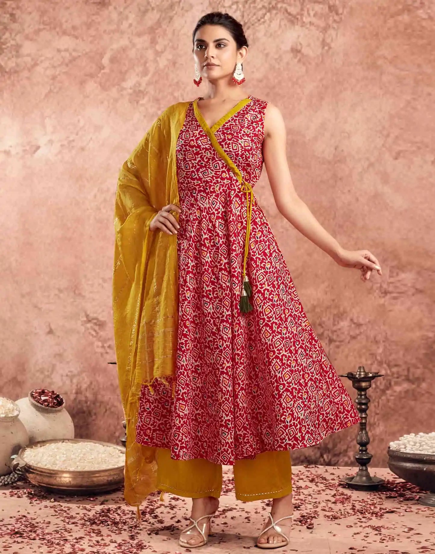 affordable v neck kurta set 