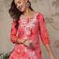 Rayon Chikankari Flared Round Neck Short Kurti