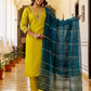 Silk Embroidery and Sequins Work Straight Kurta with Pant & Dupatta