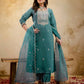 Silk Straight Embroidery Round Neck Kurta with Pant & Dupatta