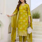 Cotton Blend Printed Straight Kurta with Pant & Dupatta