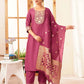 Silk Blend Solid Straight Kurta with Pant & Dupatta