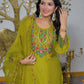 Silk Straight Embroidery Round Neck Kurta with Pant & Dupatta