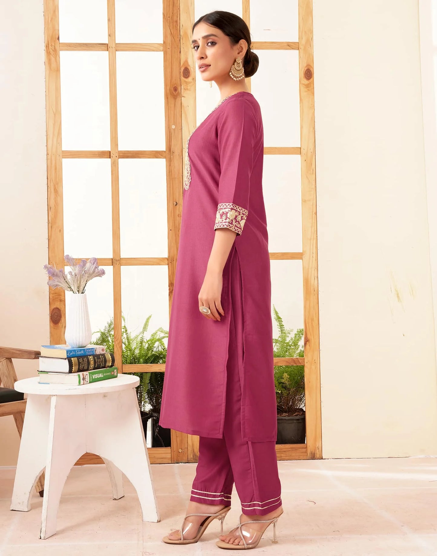 Silk Blend Solid Straight Kurta with Pant & Dupatta
