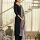Affordable Black Cotton Blend Kurta Set with Pant & Dupatta for Women