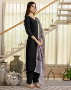 Skylee Viscose Rayon Plain Straight 3 Piece Kurta Set For Woman