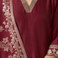 Silk Blend Embroidered Straight Kurta with Pant & Dupatta