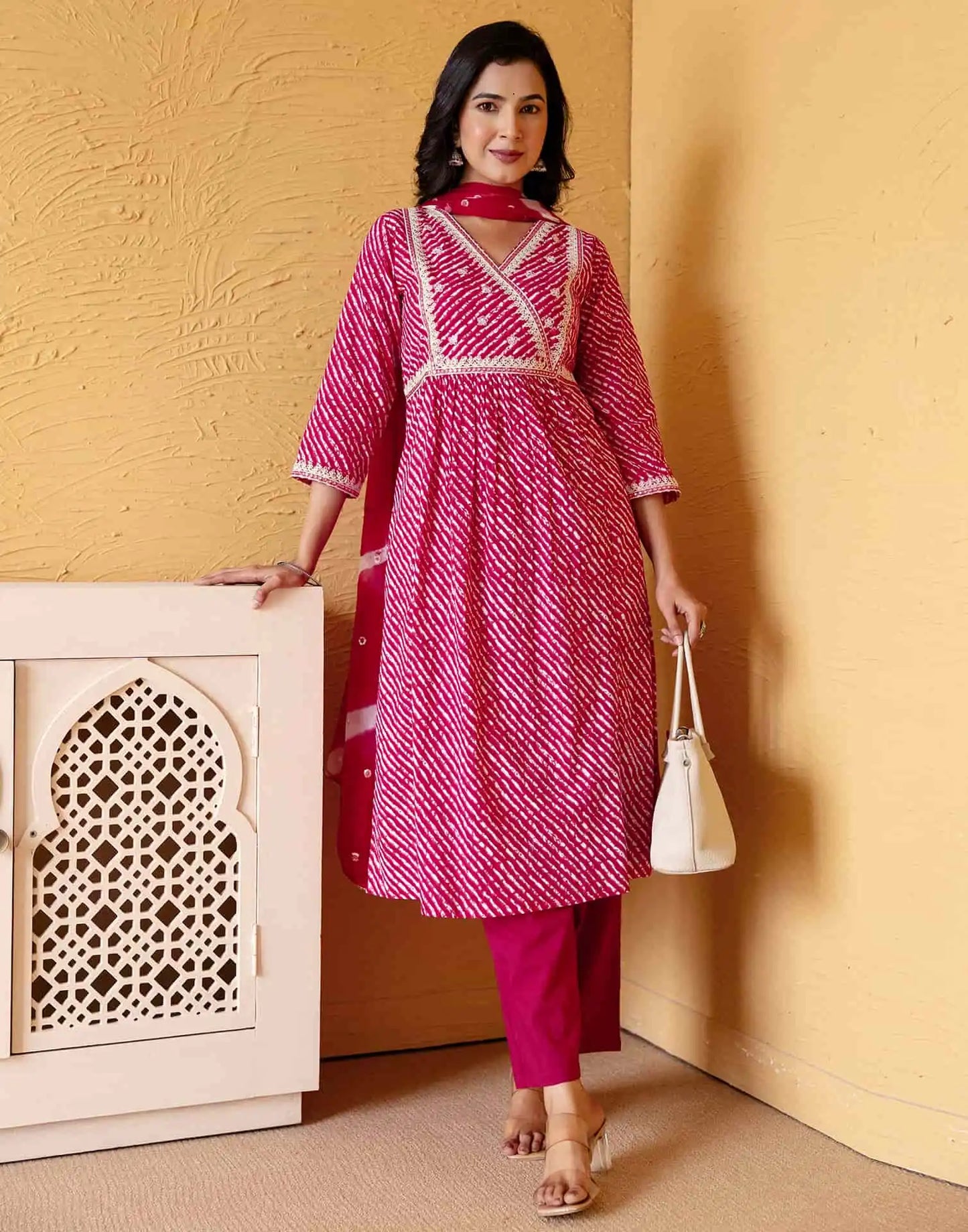 Cotton Printed Straight Kurta with Pant & Dupatta