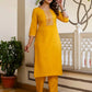 Cotton Blend Embroidery and Sequins Work Straight Kurta with Pant & Dupatta