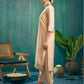 Skylee Beige silk sequence embroidered round neck kurta set with pant and dupatta
